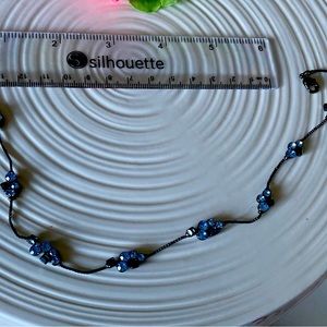 GIVENCHY CRYSTAL BLUE TOPAZ STONE DROP DAINTY NECKLACE